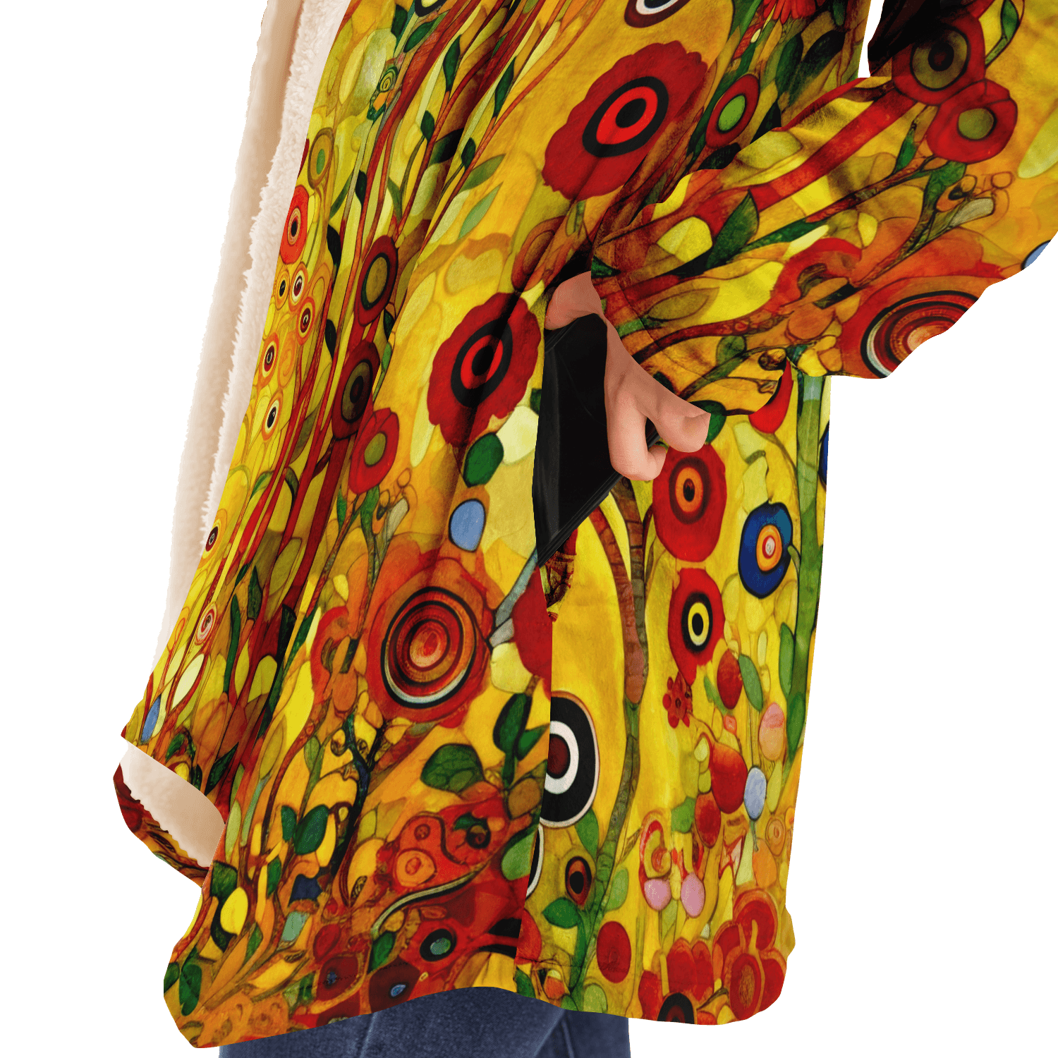 Klimt Art Inspired Floral Luxurious Cloak with Hood - ELIVIOR