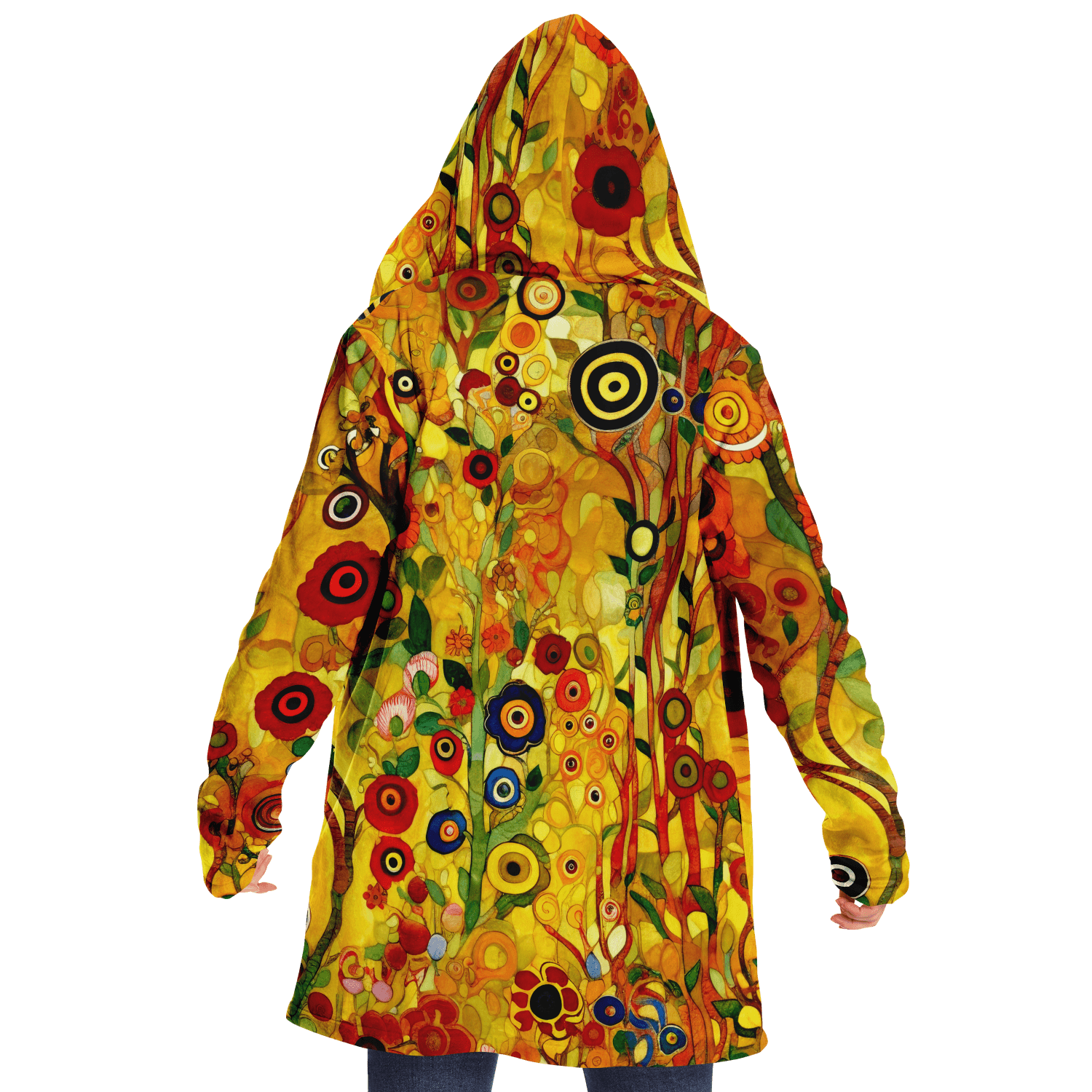 Klimt Art Inspired Floral Luxurious Cloak with Hood - ELIVIOR