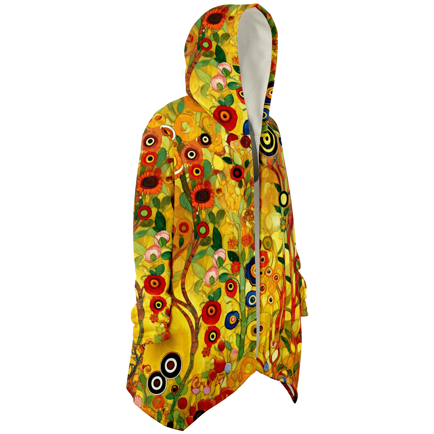 Klimt Art Inspired Floral Luxurious Cloak with Hood - ELIVIOR