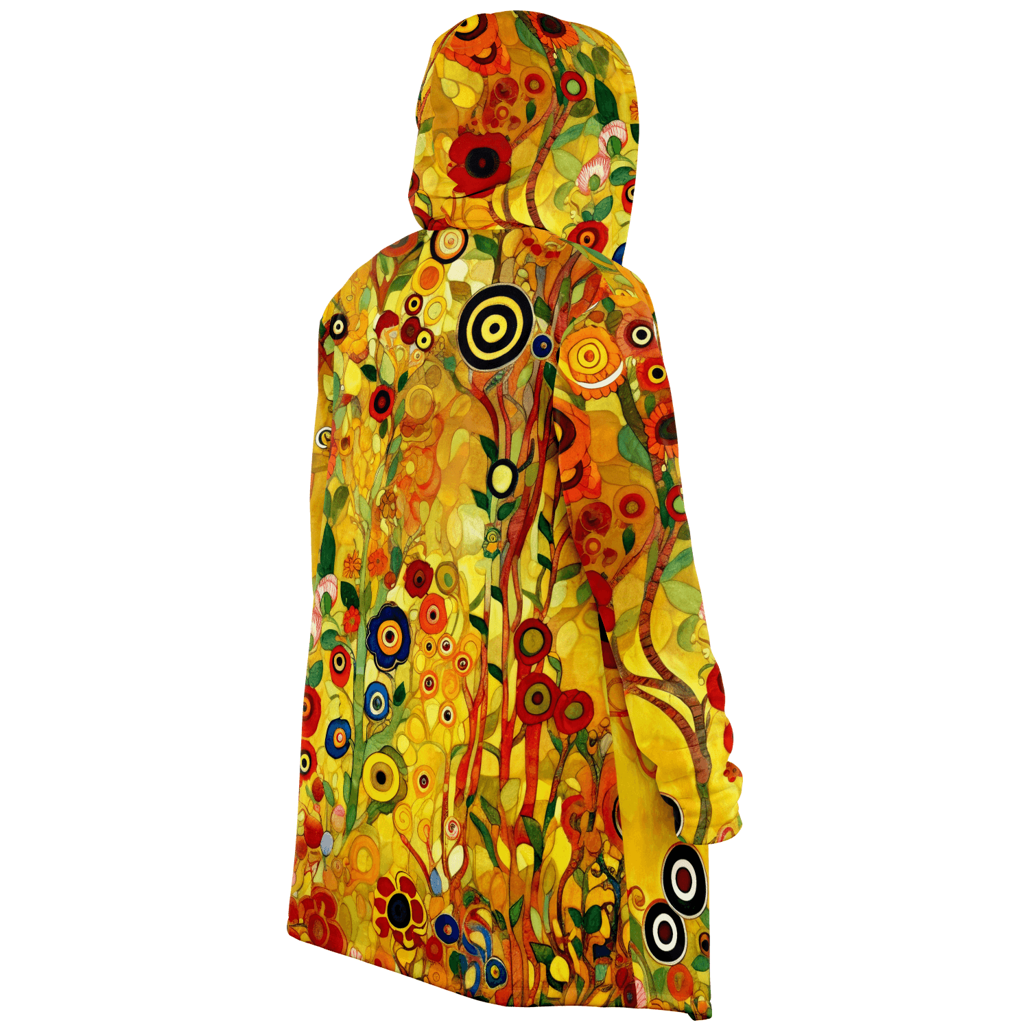 Klimt Art Inspired Floral Luxurious Cloak with Hood - ELIVIOR