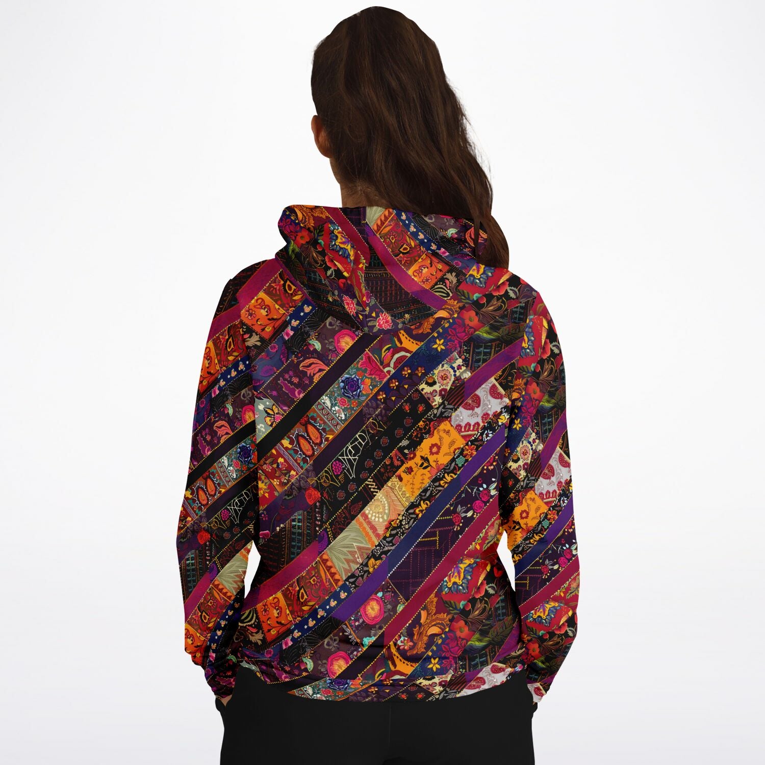 fashion hoodie for women with Boho patchwork print