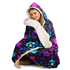 hoodie blanket with vibrant neon woldflowers print