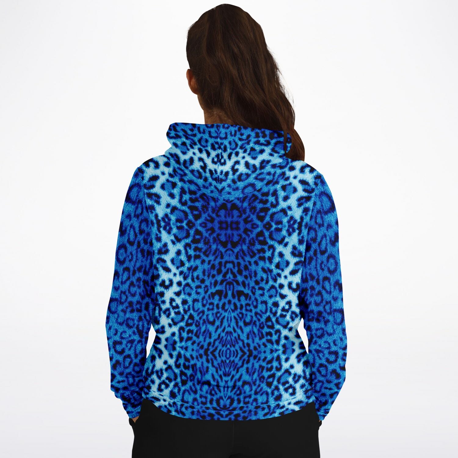 blue leopard print hoodie