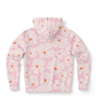 pastel pink hoodie with retro flowers print