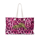 pink leopard print weekender bag