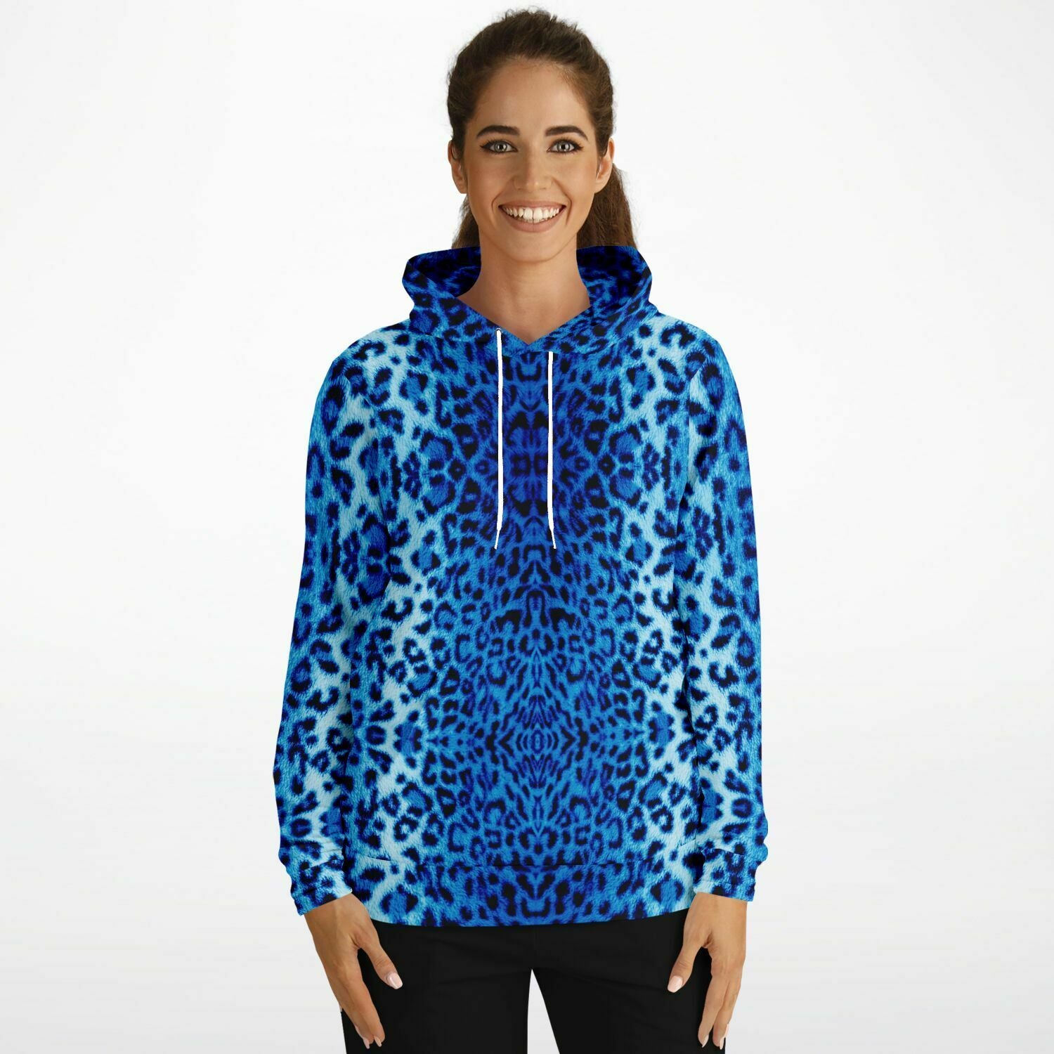 fashion hoodie with blue leopard print