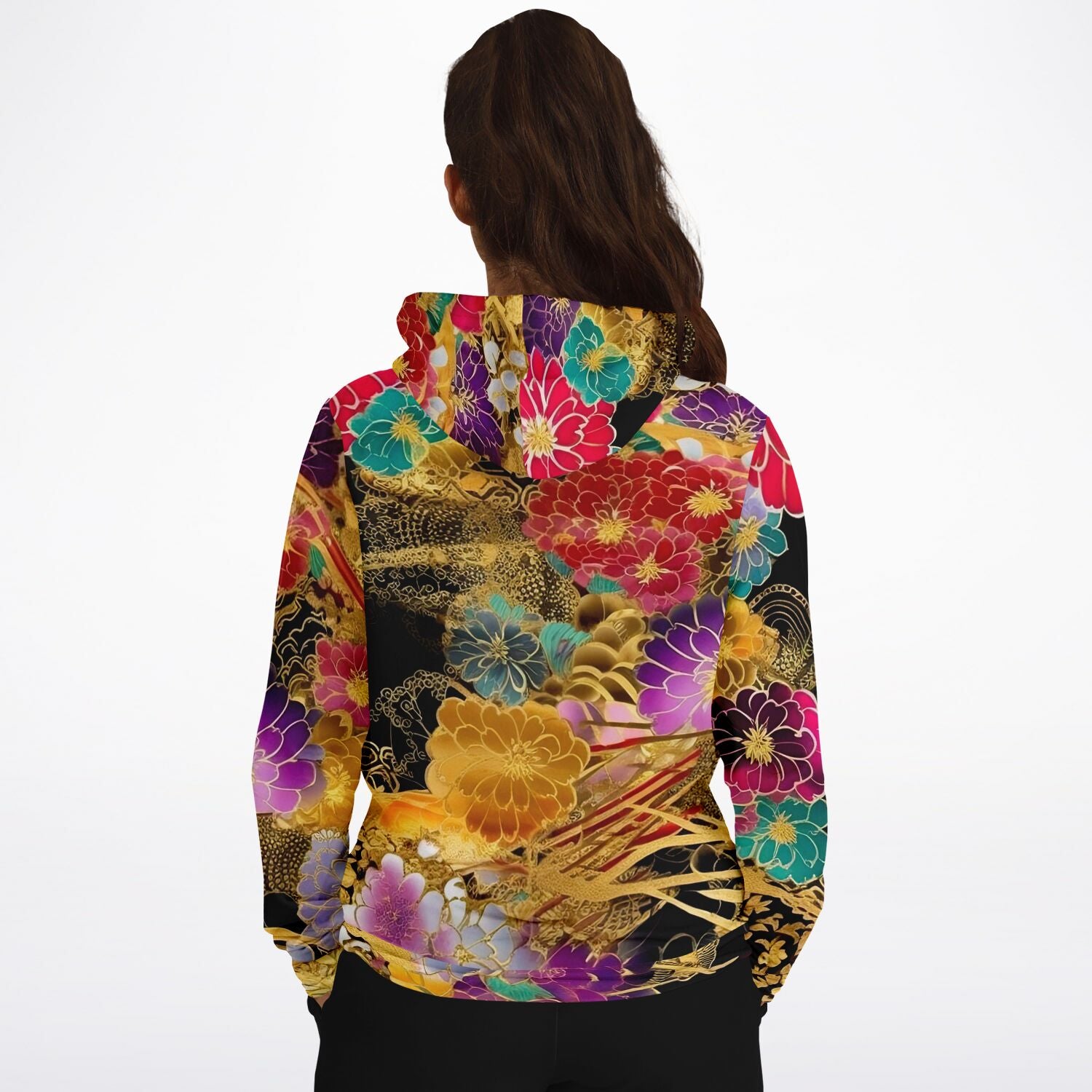 Japanese floral art print hoodie