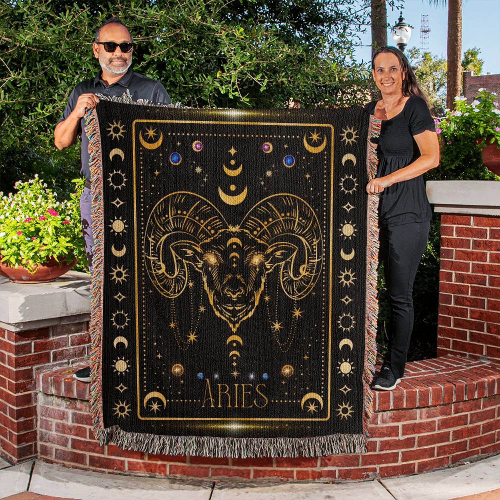 Aries Zodiac Woven Throw Blanket Gift