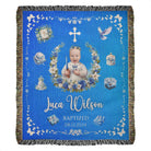 Personalized Baptism Gift for Boy Woven Blanket