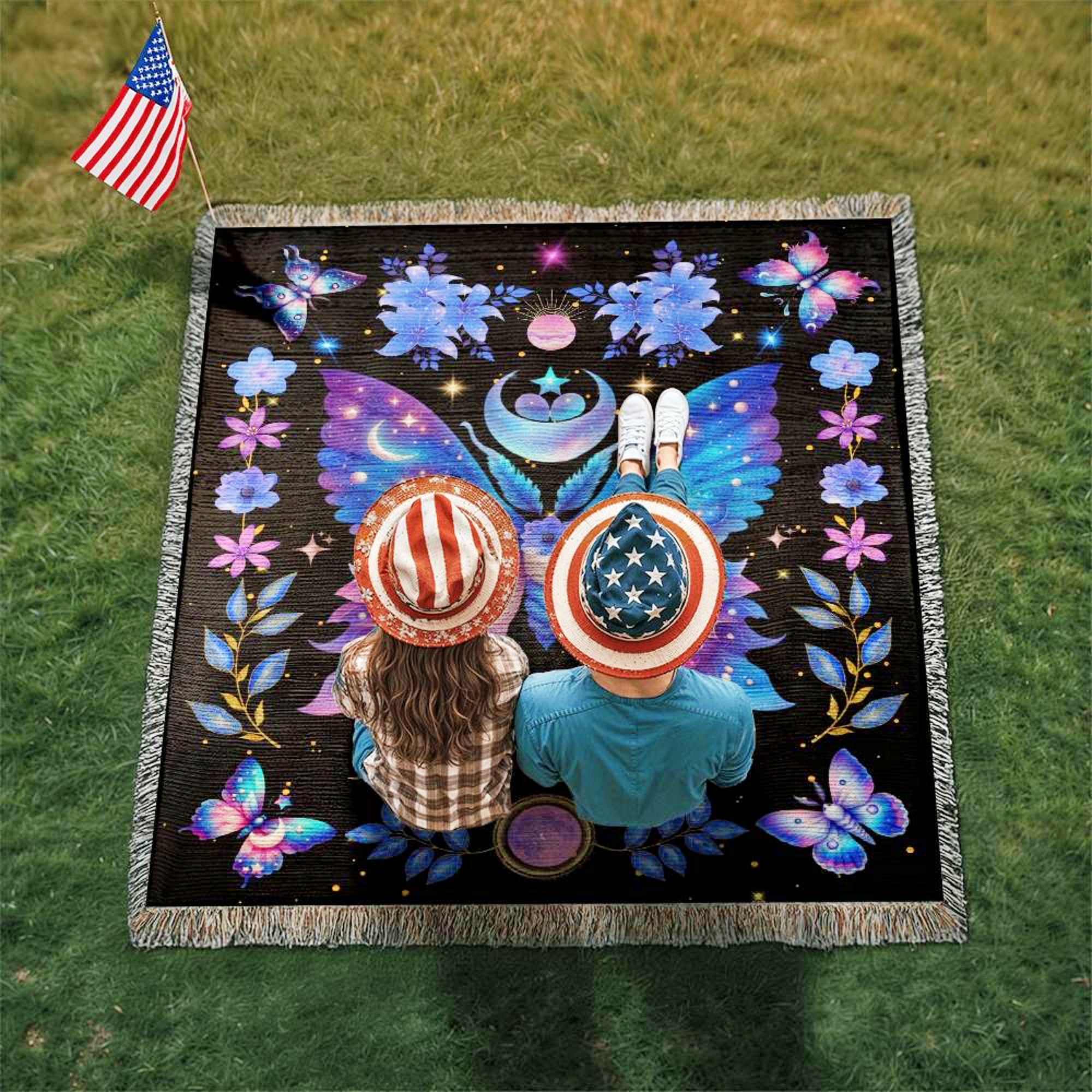 Celestial Moth Picnic Blanket