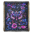 Celestial Moth Floral Dark Academia Woven Throw Blanket