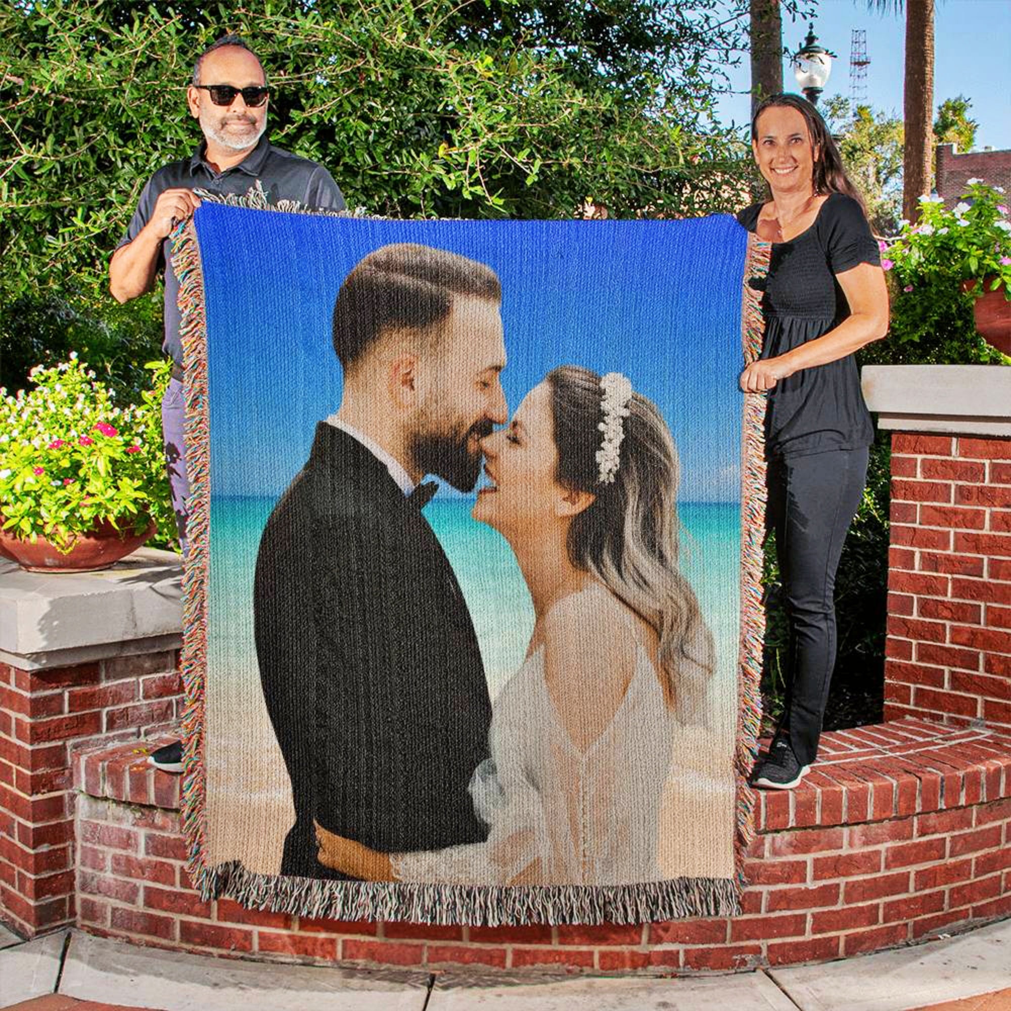 Custom Wedding Photo Woven Blanket