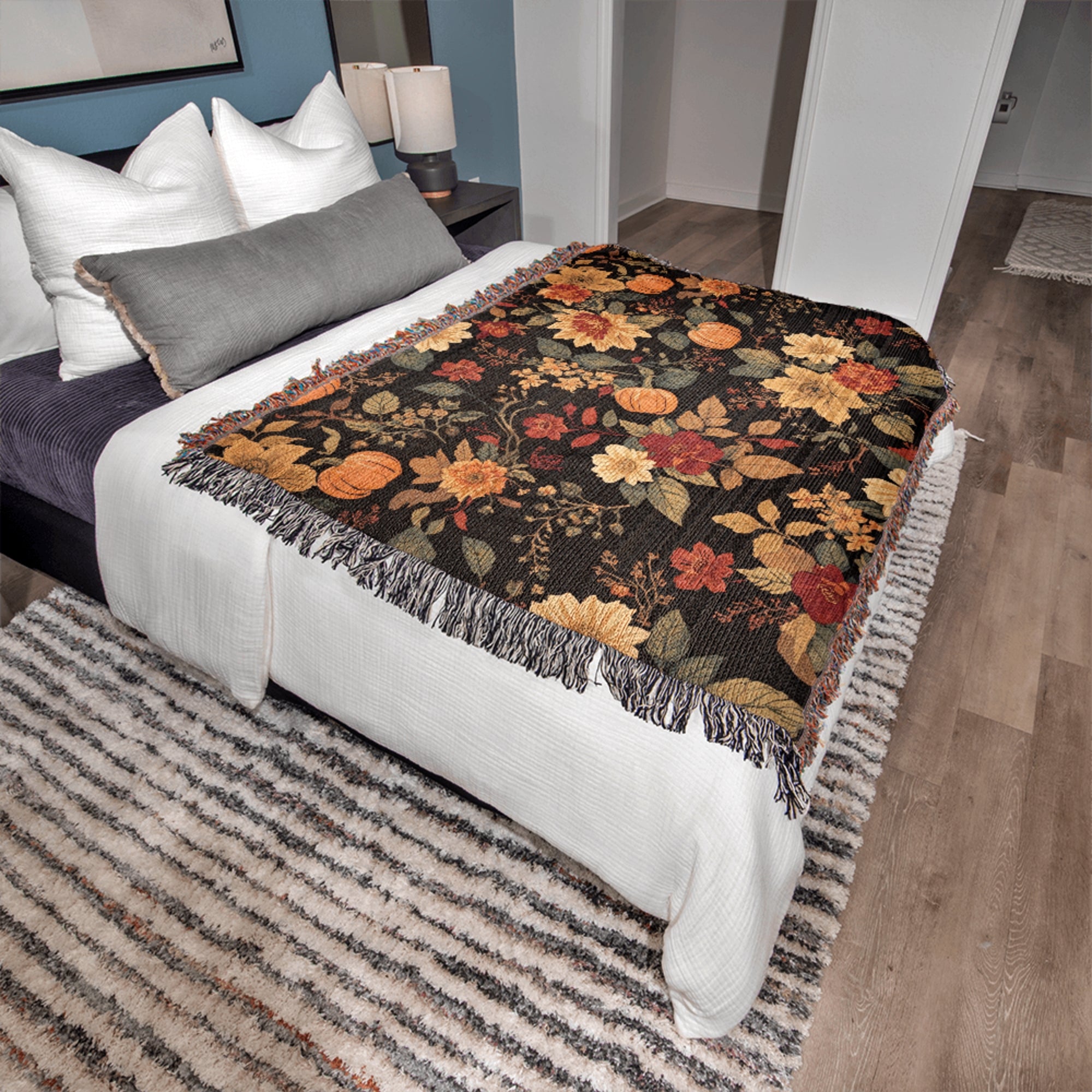 Fall Floral Woven Throw Blanket Bed Sofa Cover Decor