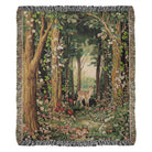 Enchanted Forest Woodland Cotton Woven Tapestry Throw Blanket