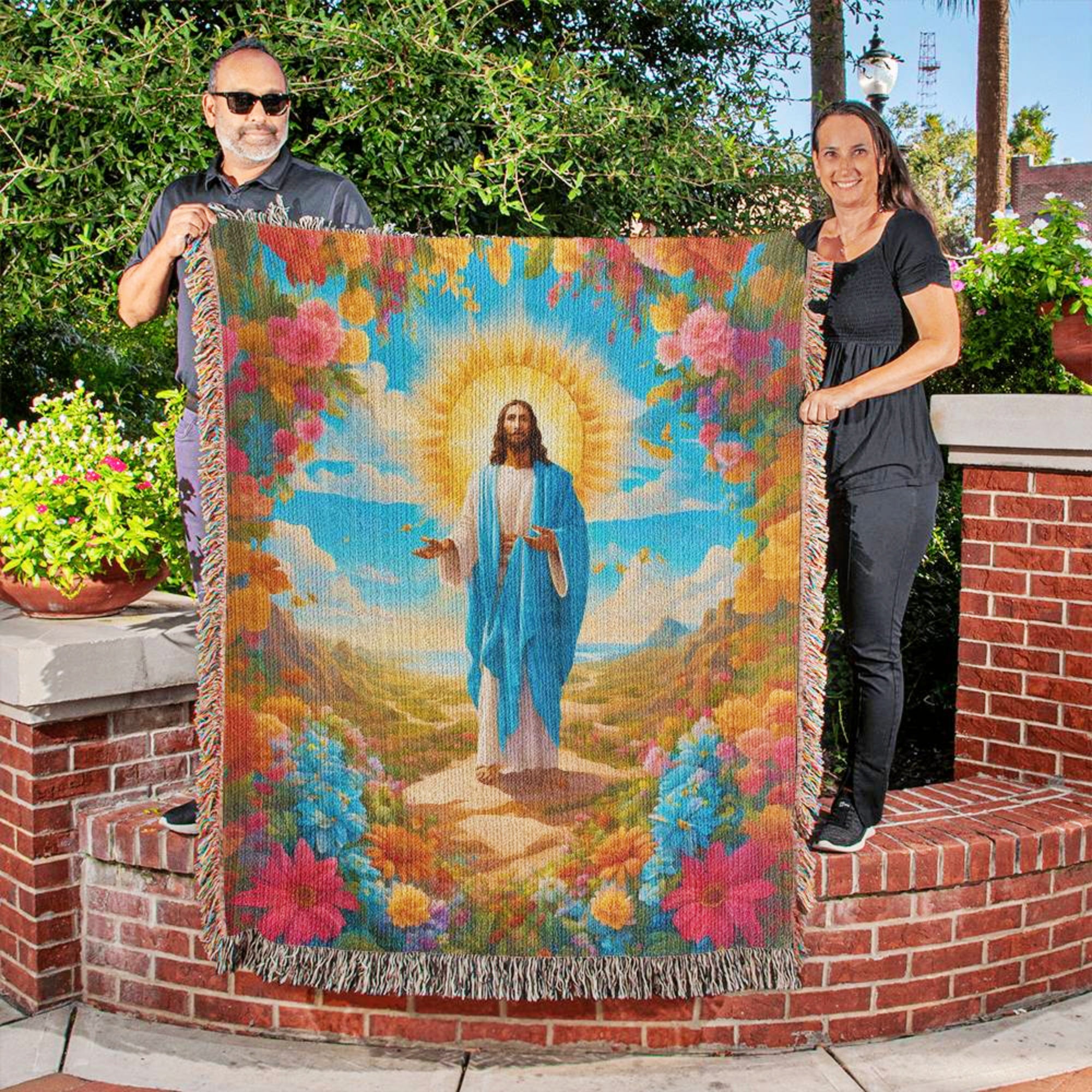 Jesus Christ Woven Tapestry Blanket Throw