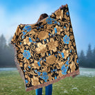 Luxury Baroque Style Blue &amp; Gold Floral Blanket Throw