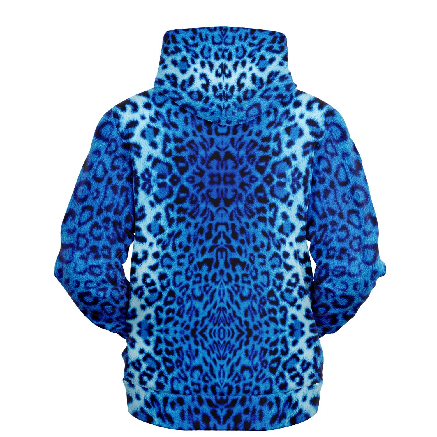 luxury fashion hoodie with blue leopard print