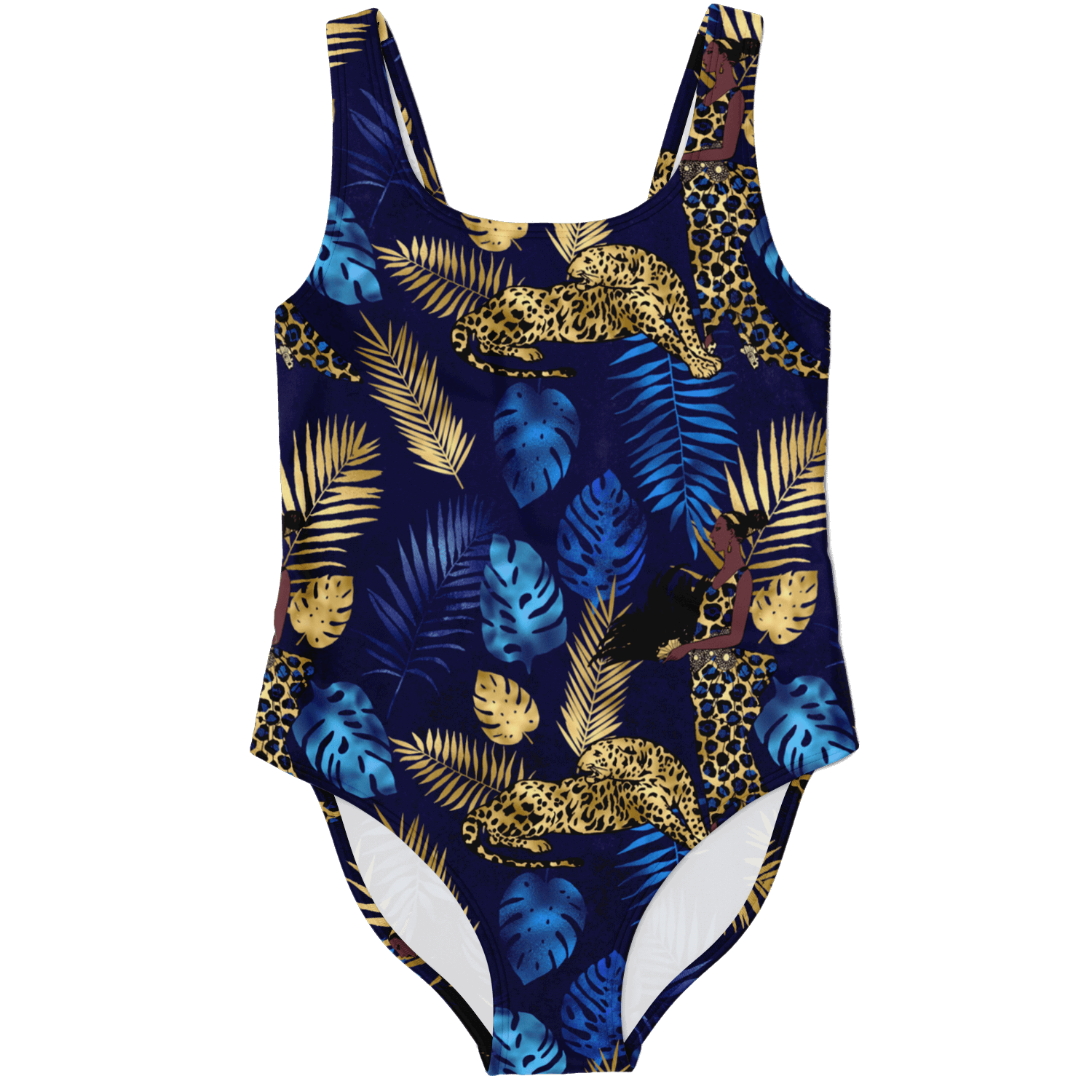 Blue Gold Leopard One Piece Swimsuit - ELIVIOR