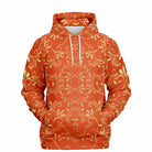 Orange hoodie with Victorian pattern