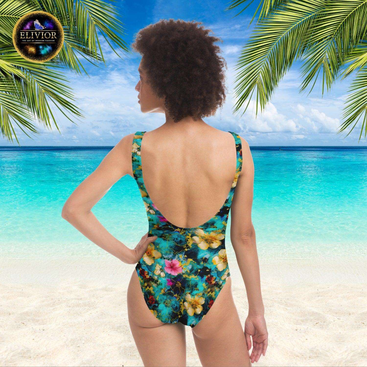 Floral Elegance Fashionable One Piece Swimsuit - ELIVIOR