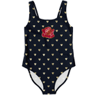 Gold Hearts Red Rose One Piece Swimsuit - ELIVIOR