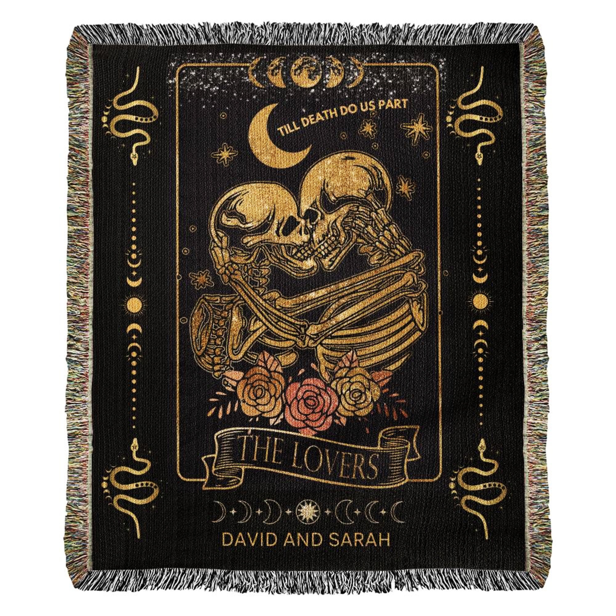 The Lovers Tarot Personalized Woven Blanket Throw Anniversary Gift