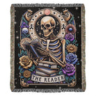 The Reader Tarot Card Skeleton Woven Blanket