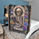 The Reader Tarot Skeleton Woven Blanket