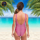 Pink Snake Skin Print One Piece Swimsuit - ELIVIOR