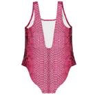 Pink Snake Skin Print One Piece Swimsuit - ELIVIOR