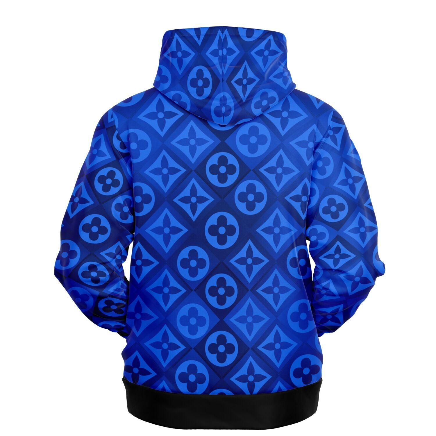 Blue Diamond Checkered Monogram Fashion Hoodie - ELIVIOR