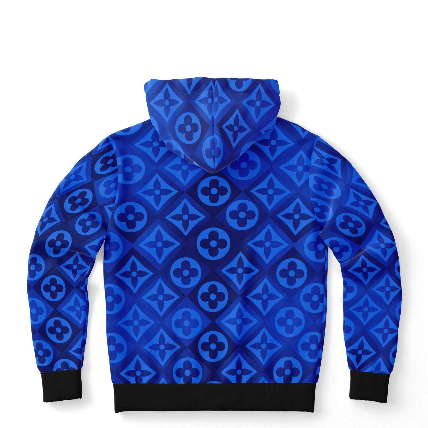 Blue Diamond Checkered Monogram Fashion Hoodie - ELIVIOR