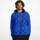 Blue Diamond Checkered Monogram Fashion Hoodie - ELIVIOR