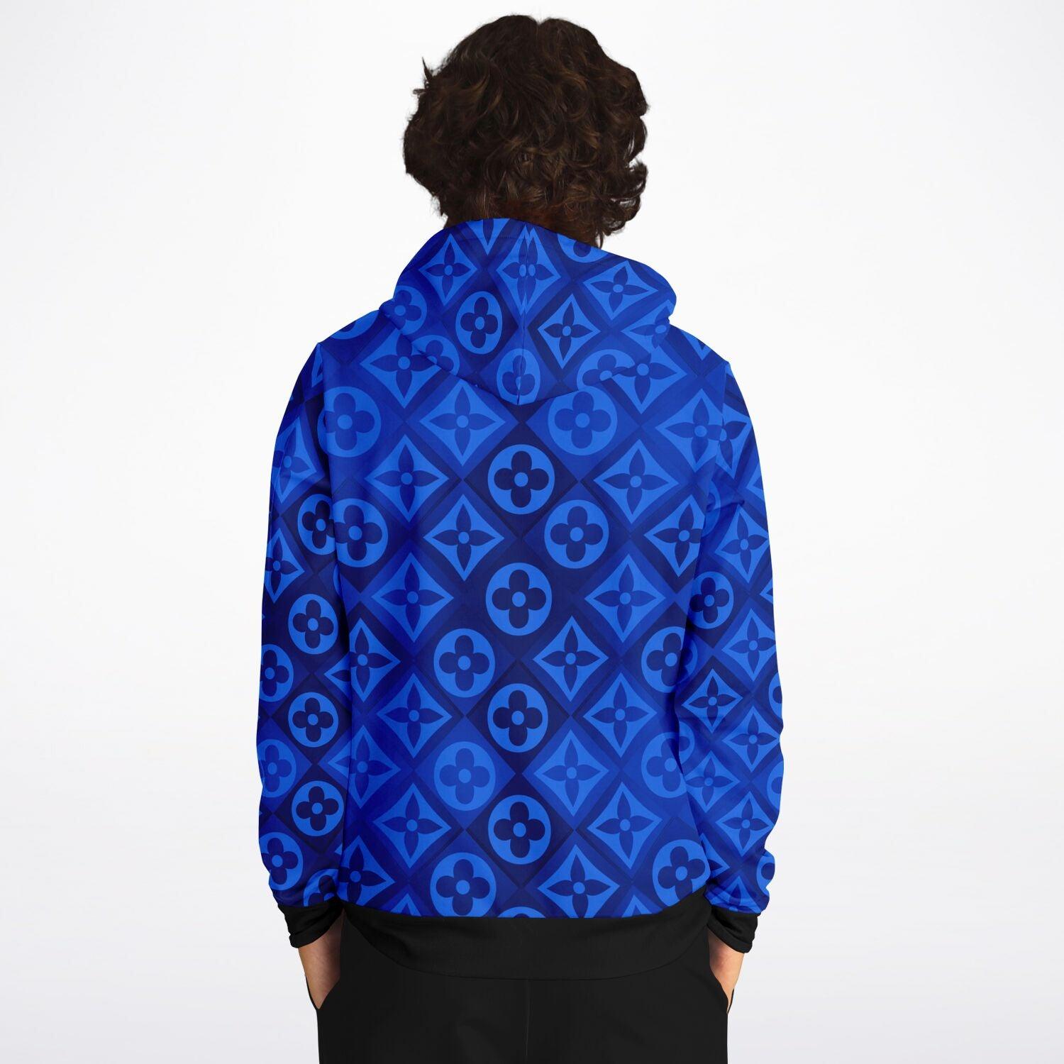 Blue Diamond Checkered Monogram Fashion Hoodie - ELIVIOR