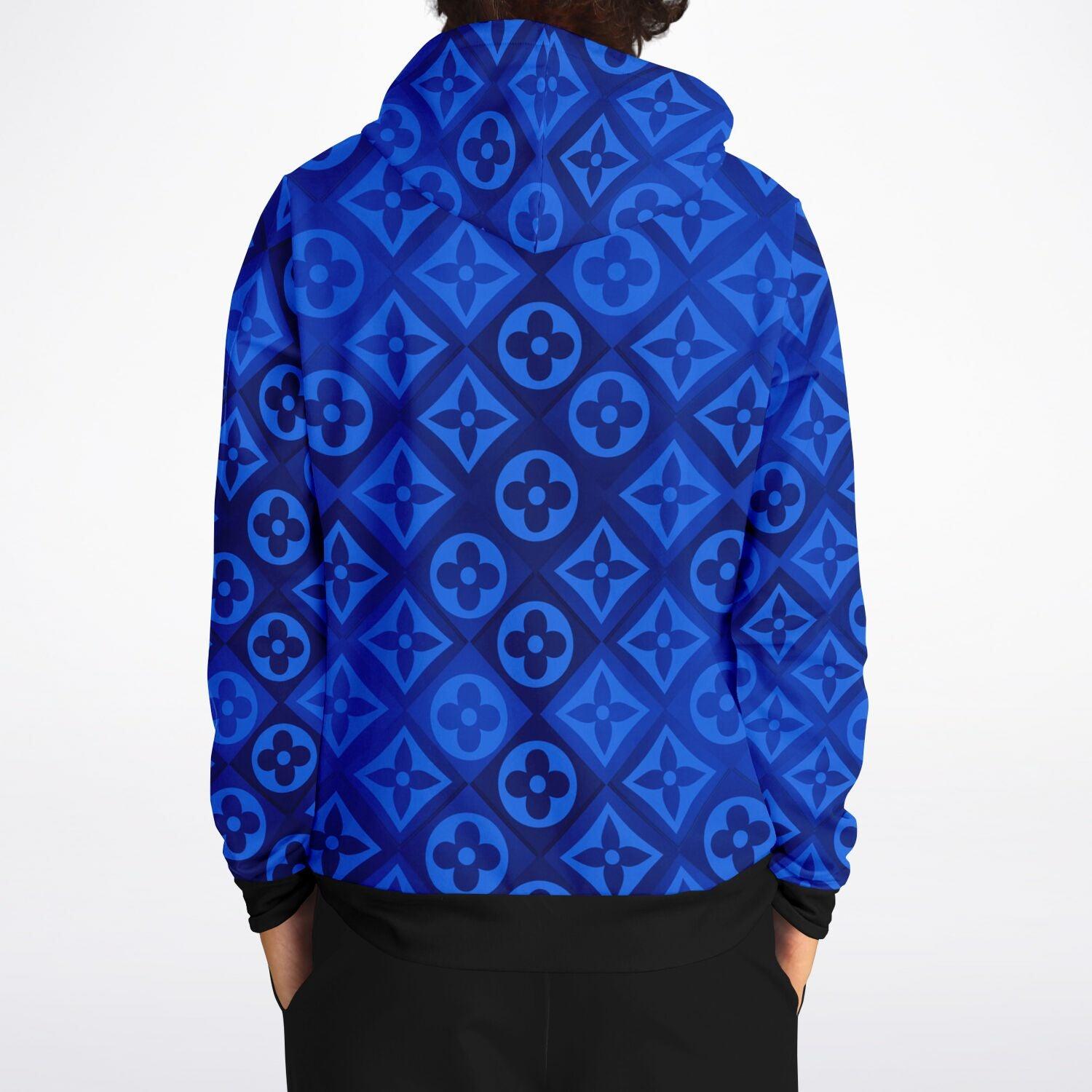 Blue Diamond Checkered Monogram Fashion Hoodie - ELIVIOR