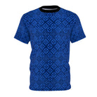 Blue Diamond Checkered Floral Monogram T-Shirt - ELIVIOR
