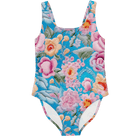 Cute Pastel Embroidery Floral Print Swimsuit - ELIVIOR