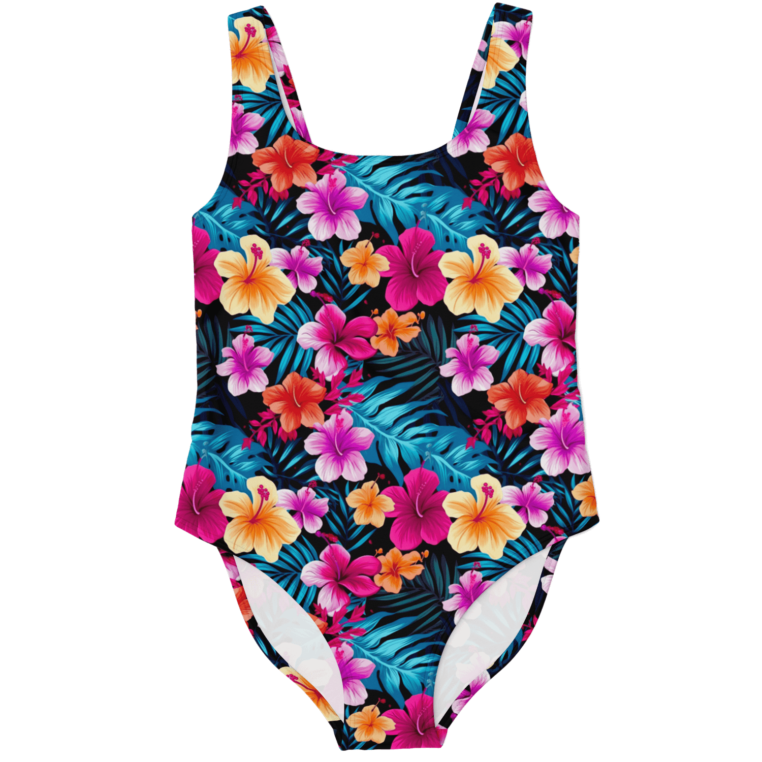 Vintage Hawaiian Tropical Flowers One Piece Swimsuit - ELIVIOR